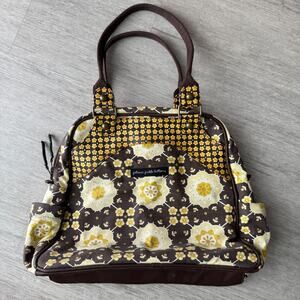 PETUNIA PICKLE BOTTOM 'Sashay Satchel' Fabric Backpack Diaper Bag Yellow Floral